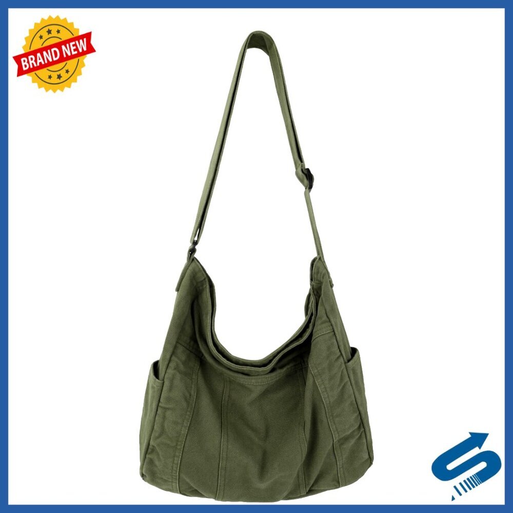 Large Canvas Messenger Tote Bag Adjustable Crossbody Shoulder Bag